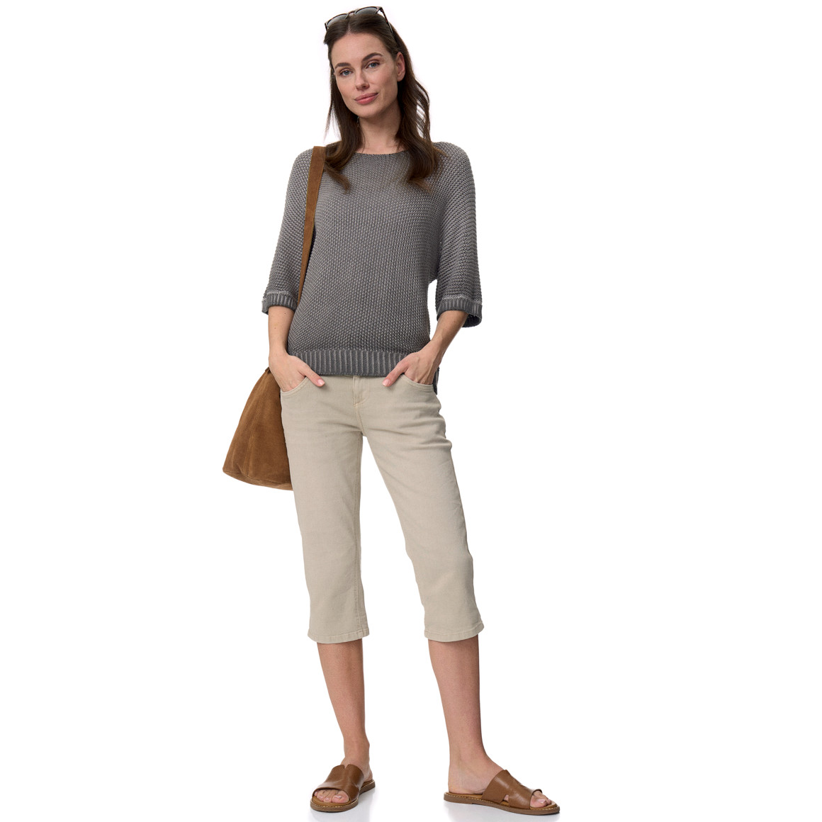 Damen Strickpullover mit Perlstrick