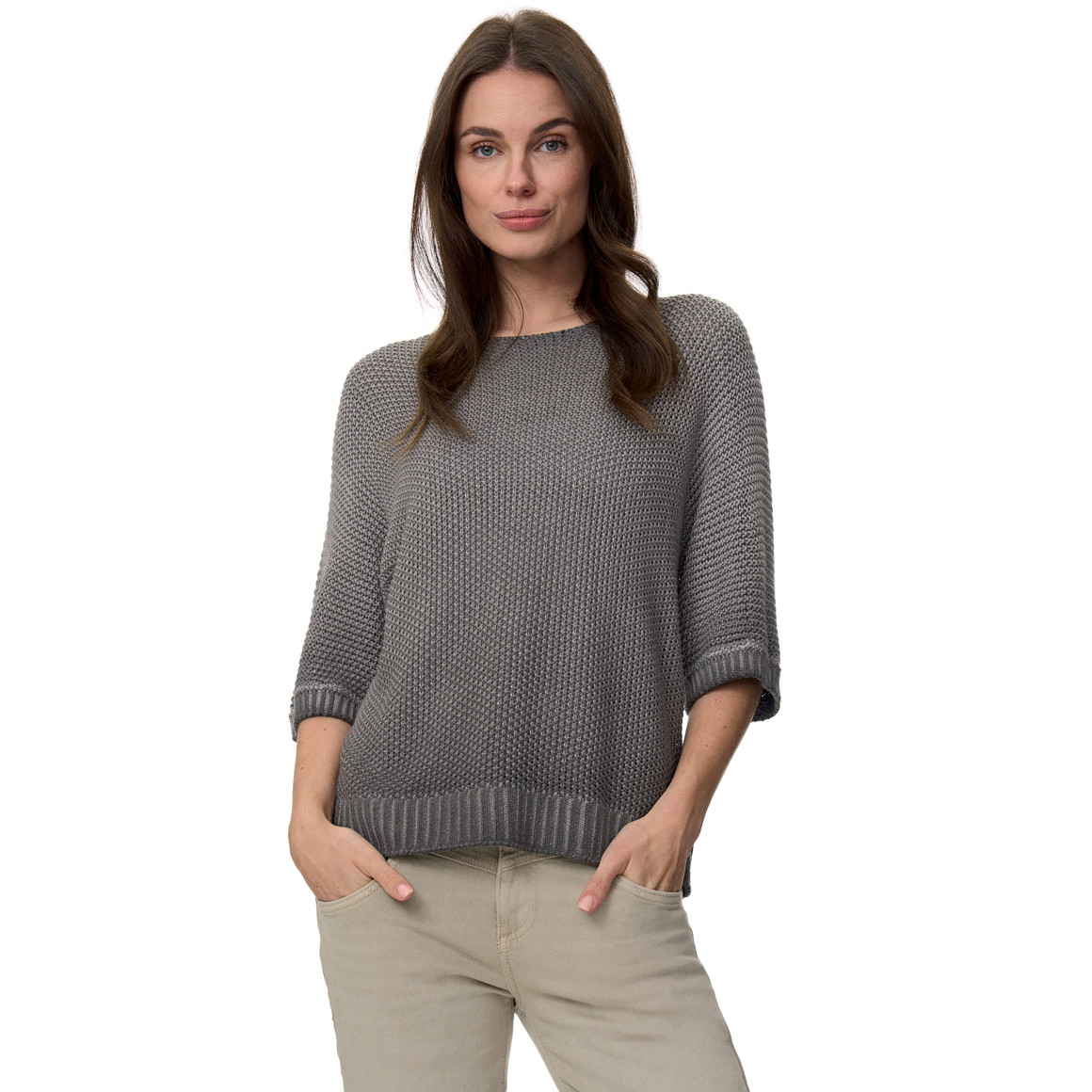 Damen Strickpullover mit Perlstrick