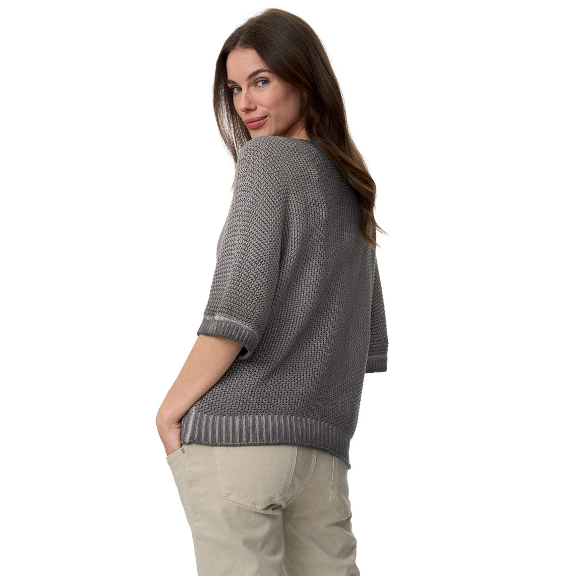 Damen Strickpullover mit Perlstrick