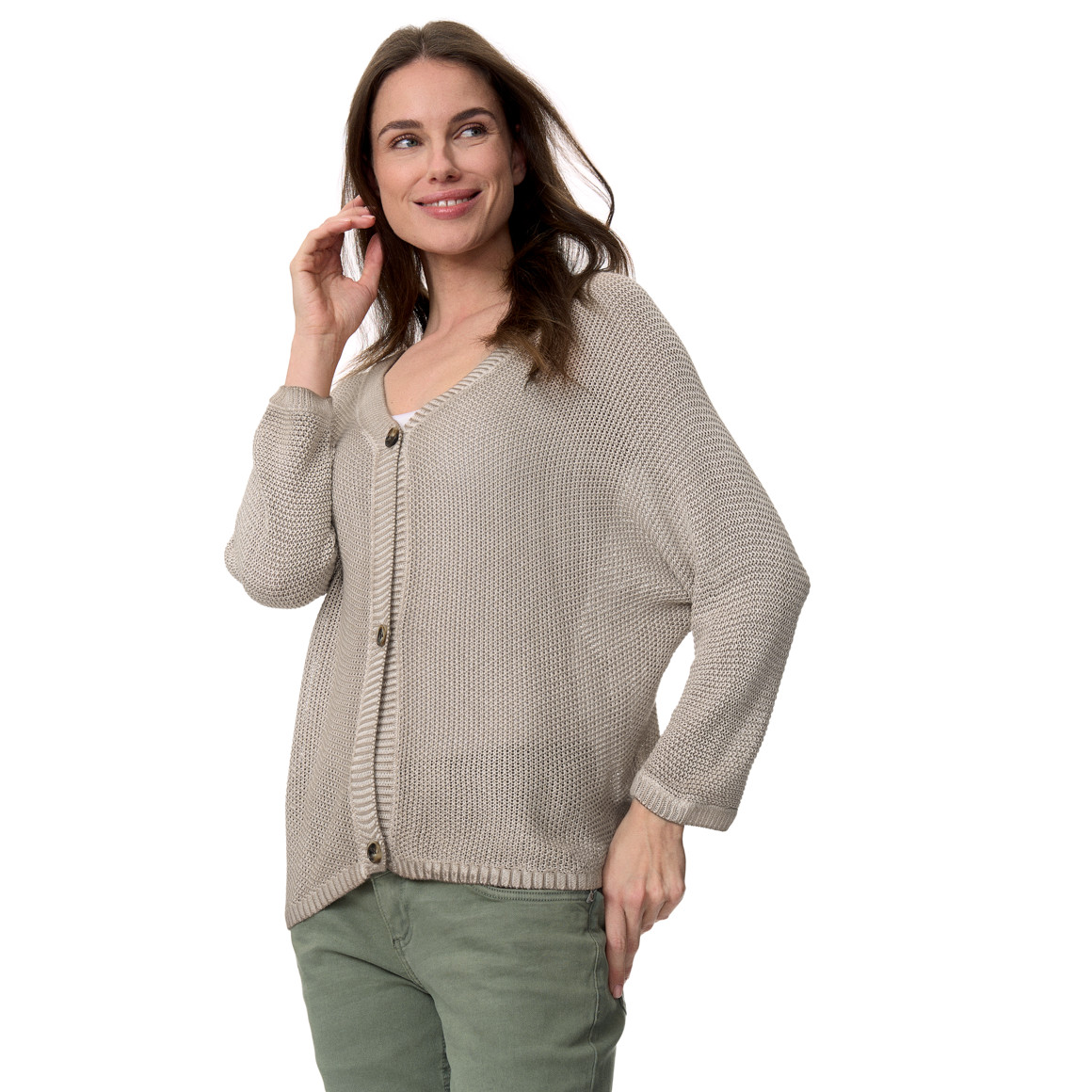 Damen Strickjacke mit Perlstrick