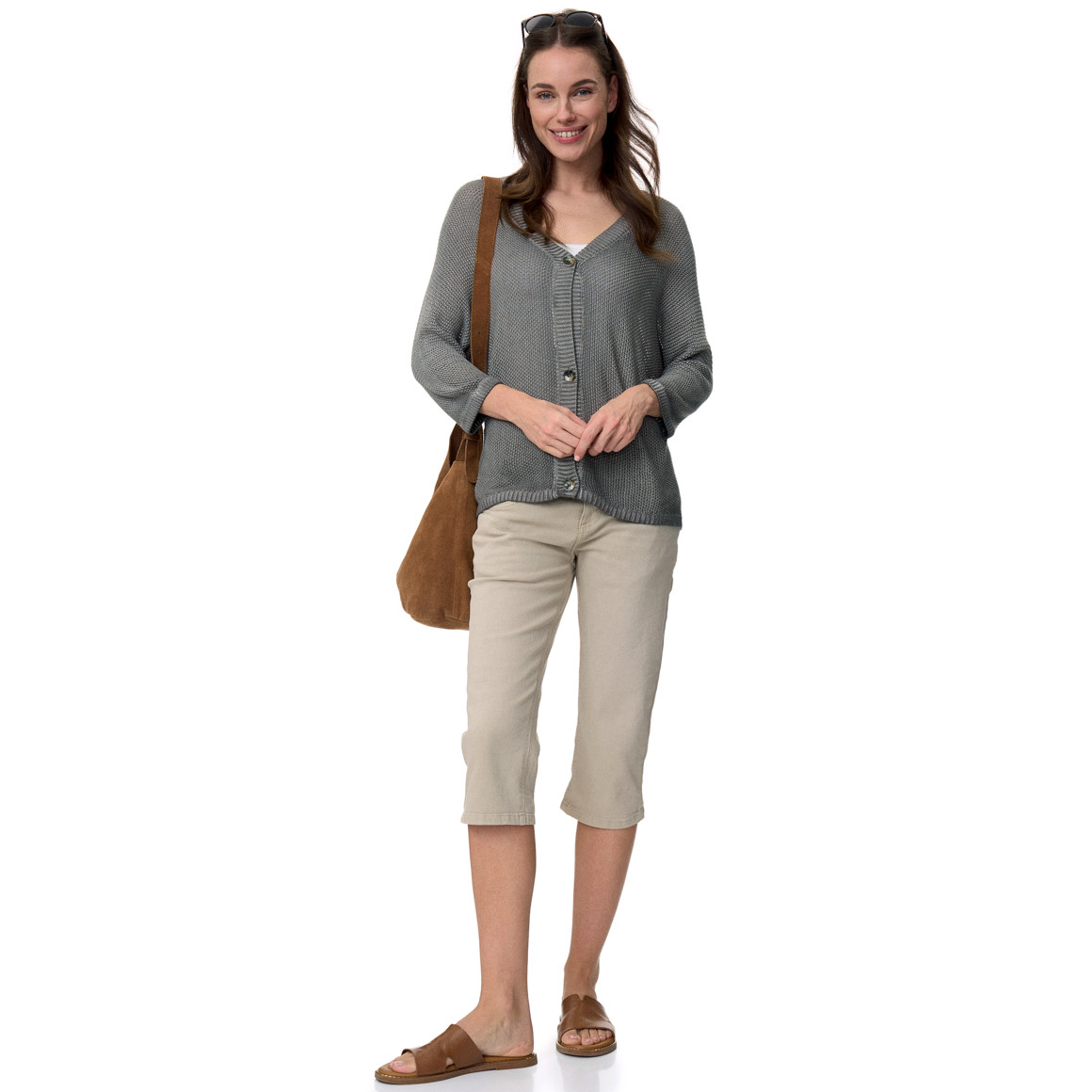 Damen Strickjacke mit Perlstrick