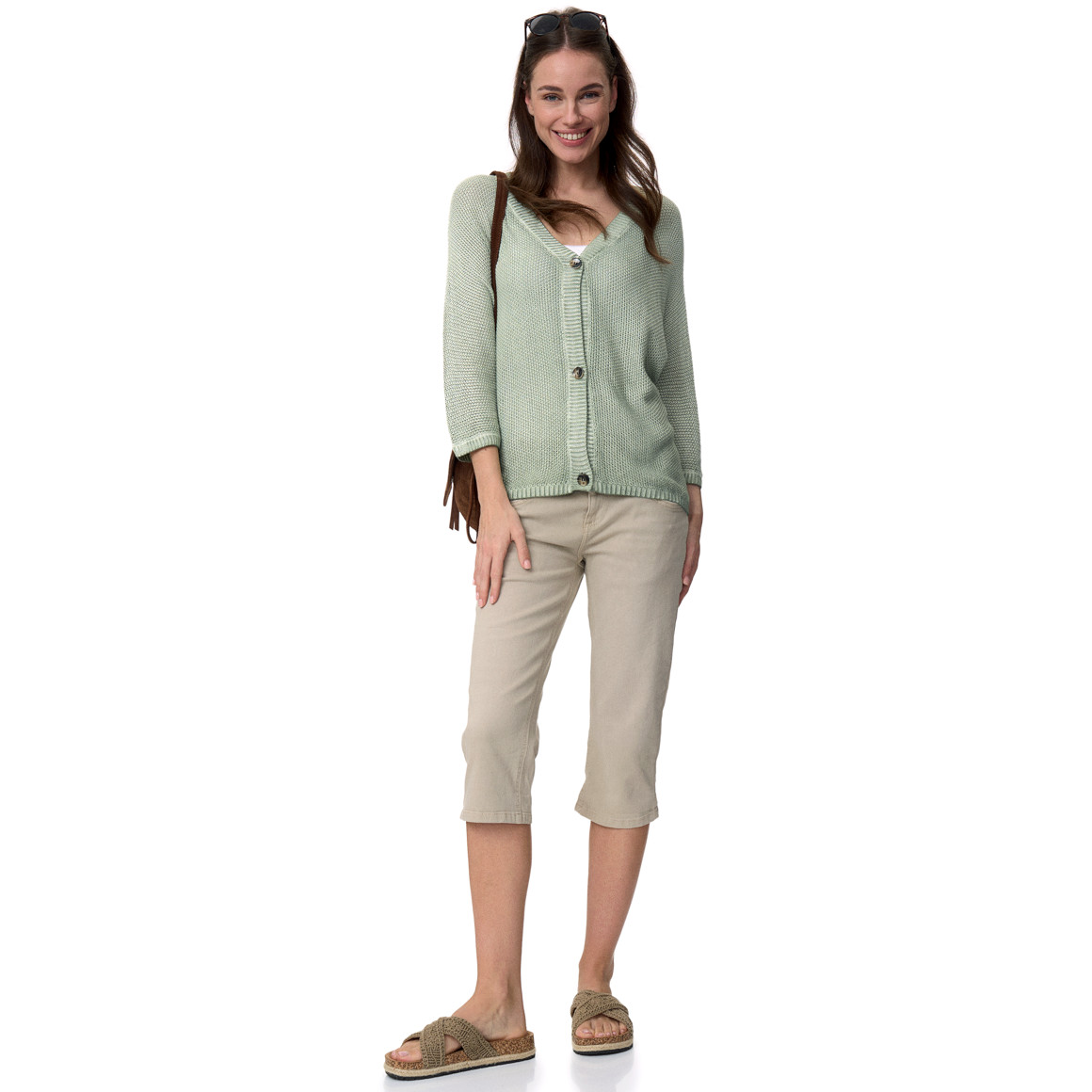 Damen Strickjacke mit Perlstrick