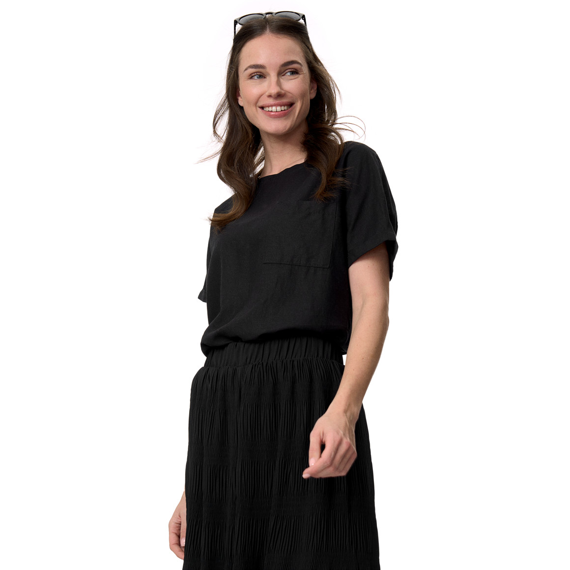 Damen Leinen-Bluse mit Brusttasche