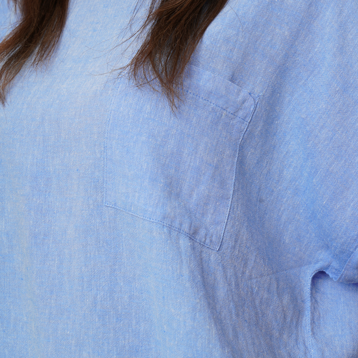 Damen Leinen-Bluse mit Brusttasche