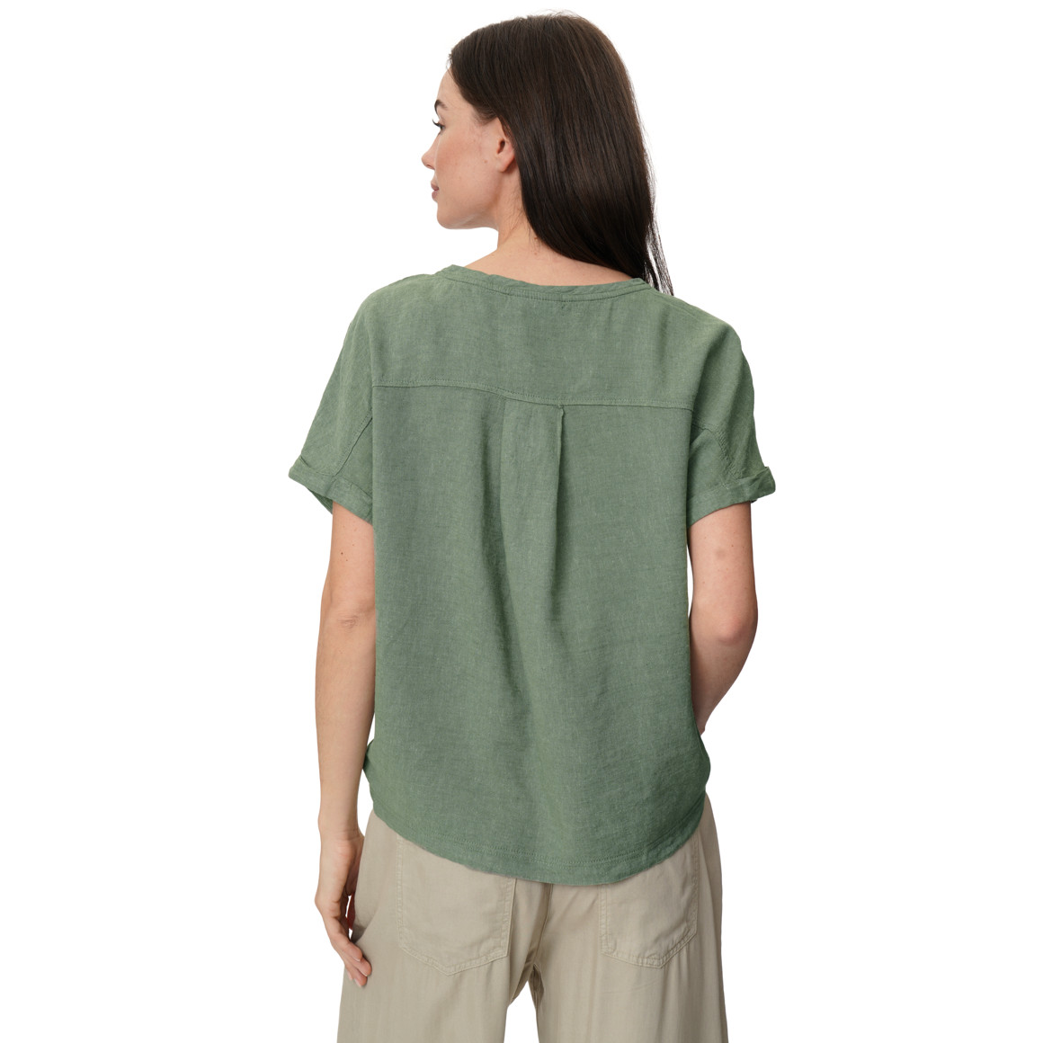 Damen Leinen-Bluse mit Brusttasche