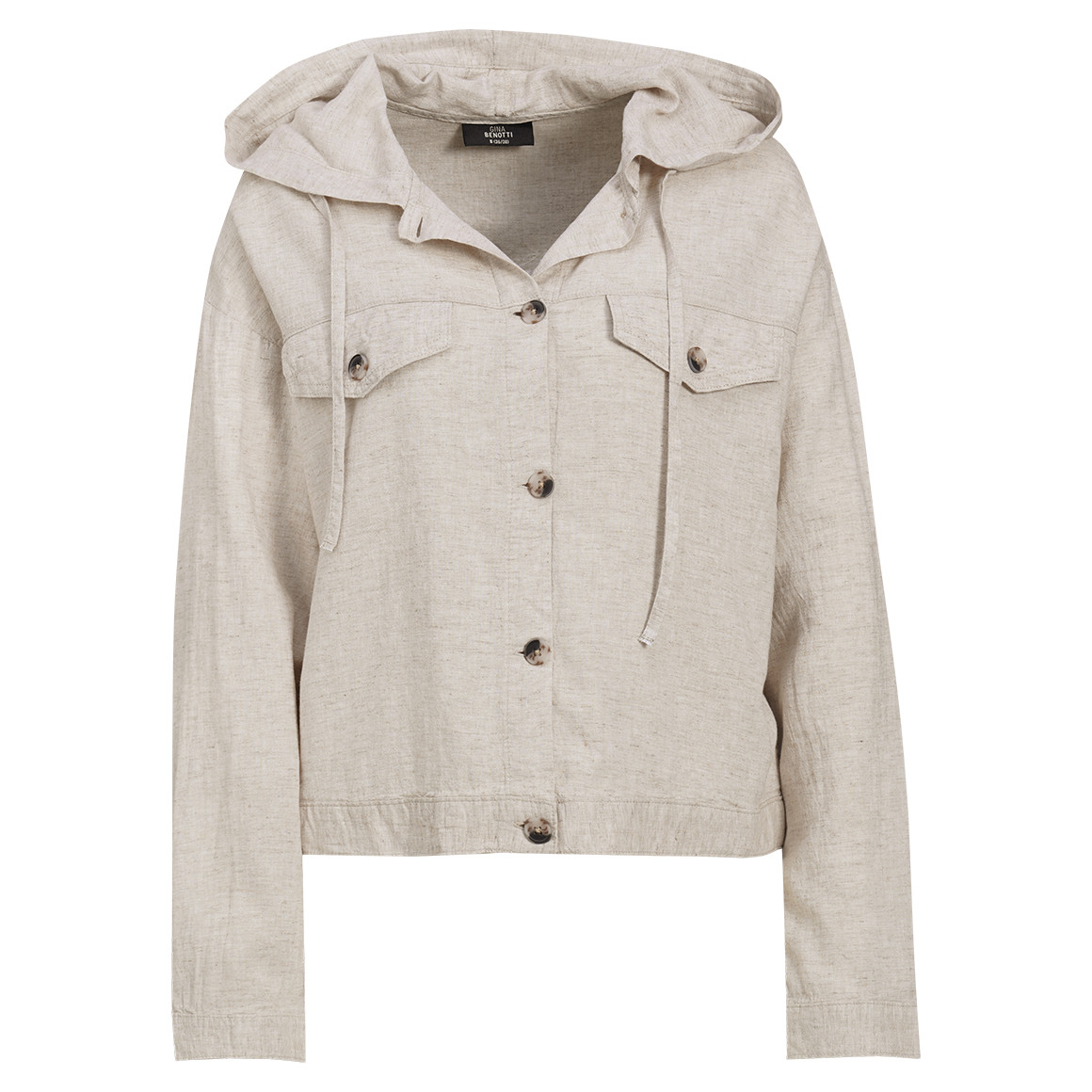 Damen Leinen-Bluse mit Kapuze