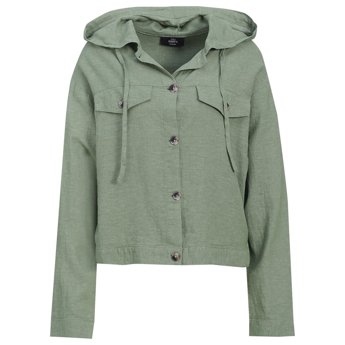 Damen Leinen-Bluse mit Kapuze