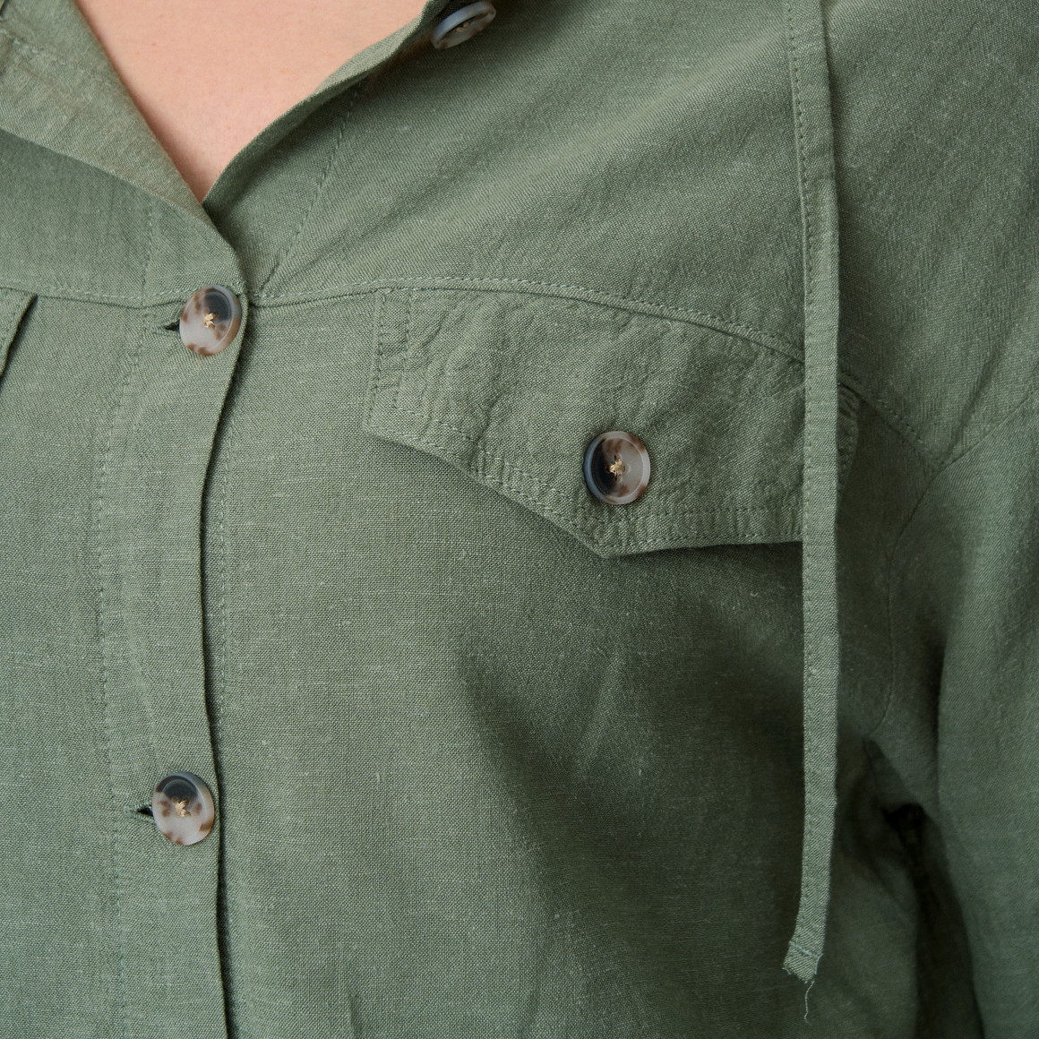 Damen Leinen-Bluse mit Kapuze