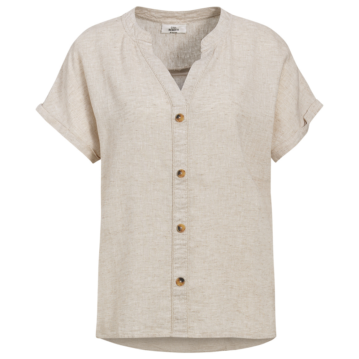 Damen Leinen-Bluse mit Zierknöpfen