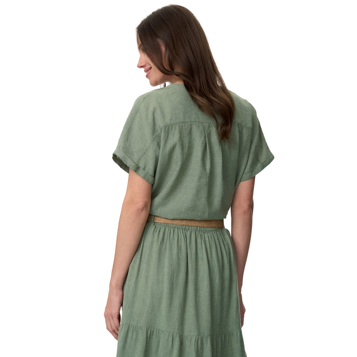 Damen Leinen-Bluse mit Zierknöpfen