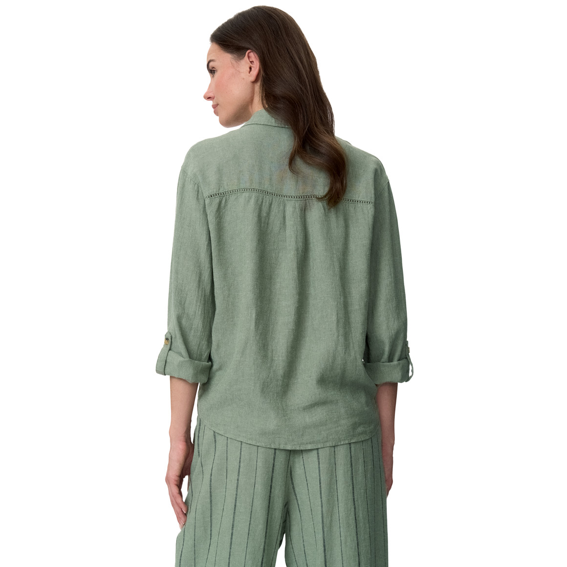 Damen Leinen-Bluse mit Brusttasche