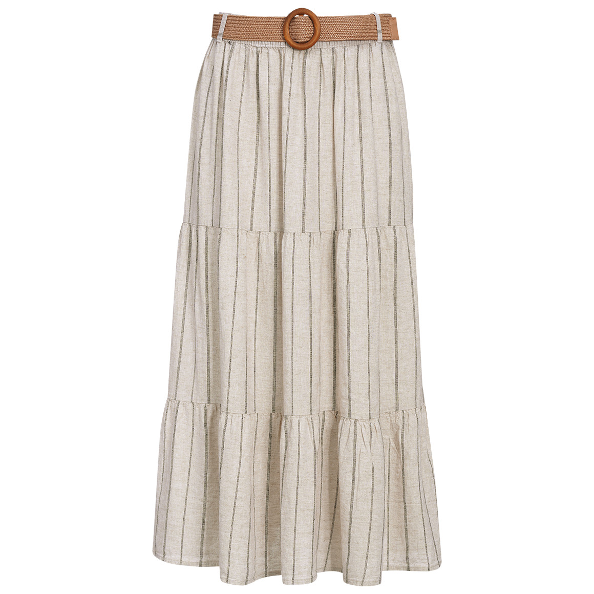 Damen Leinen-Rock mit Gürtel