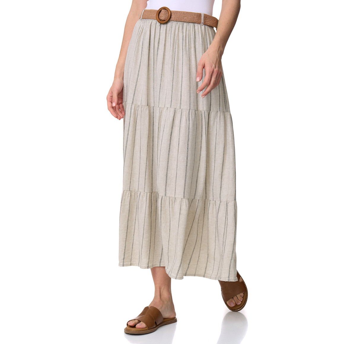 Damen Leinen-Rock mit Gürtel