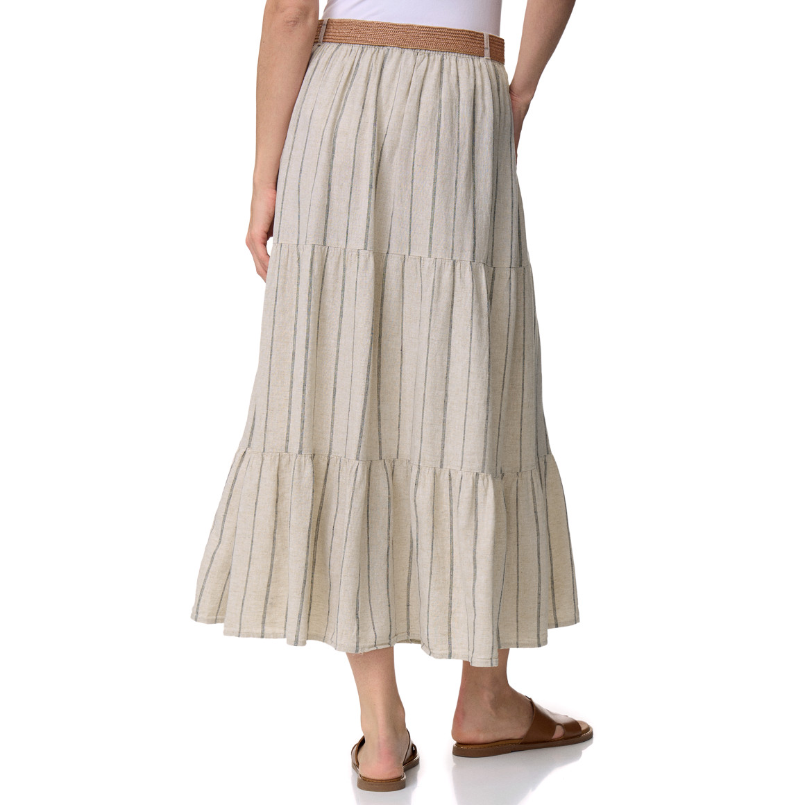 Damen Leinen-Rock mit Gürtel