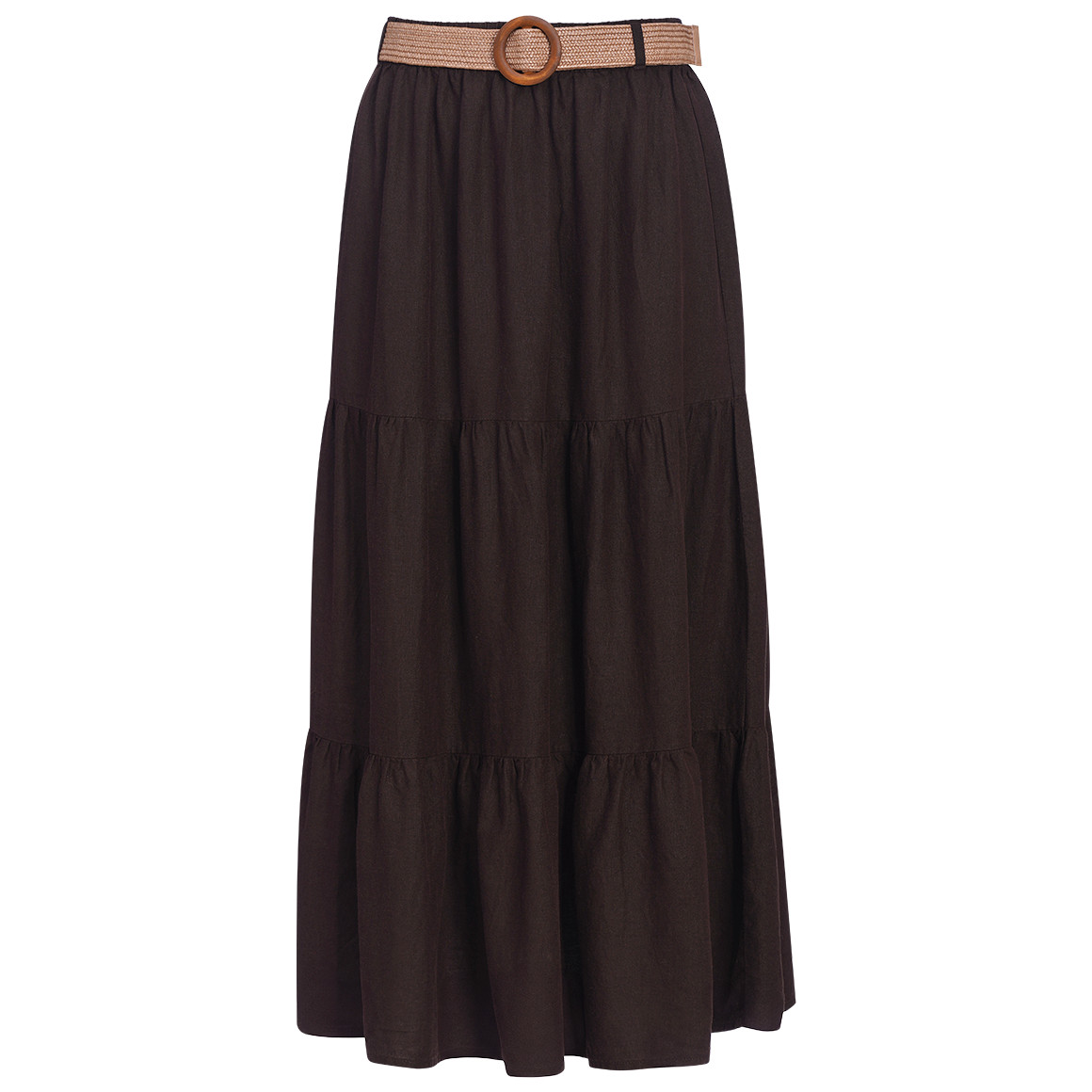 Damen Leinen-Rock mit Gürtel