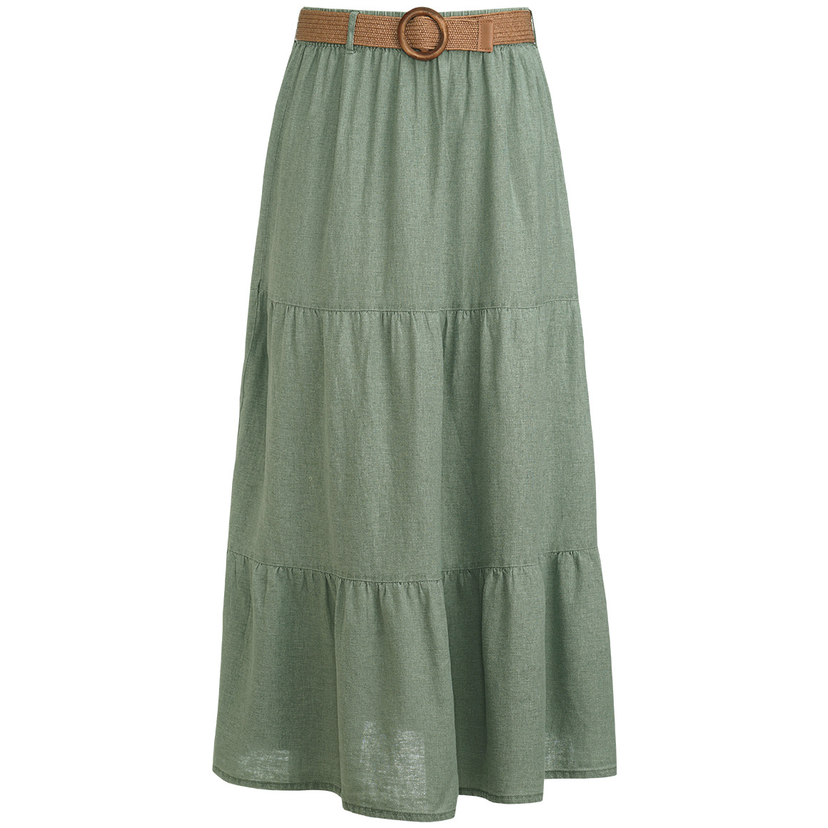 Damen Leinen-Rock mit Gürtel