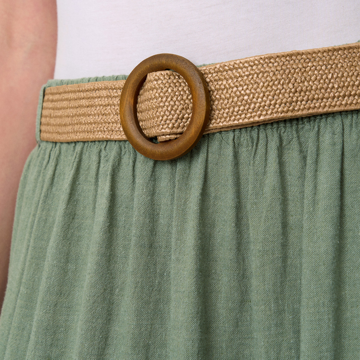 Damen Leinen-Rock mit Gürtel