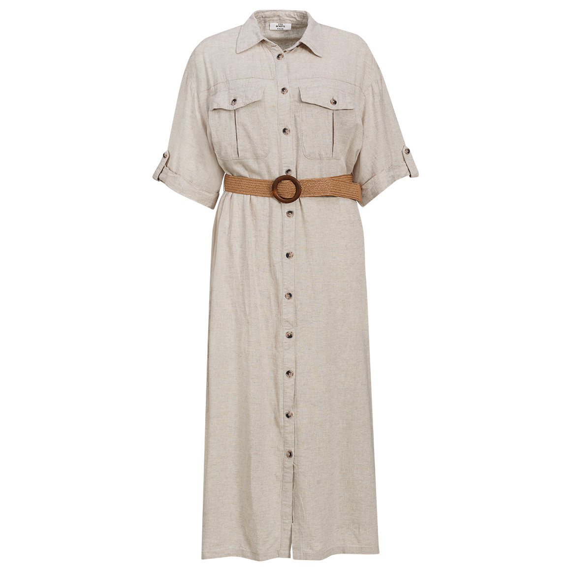 Damen Leinen-Kleid mit Gürtel