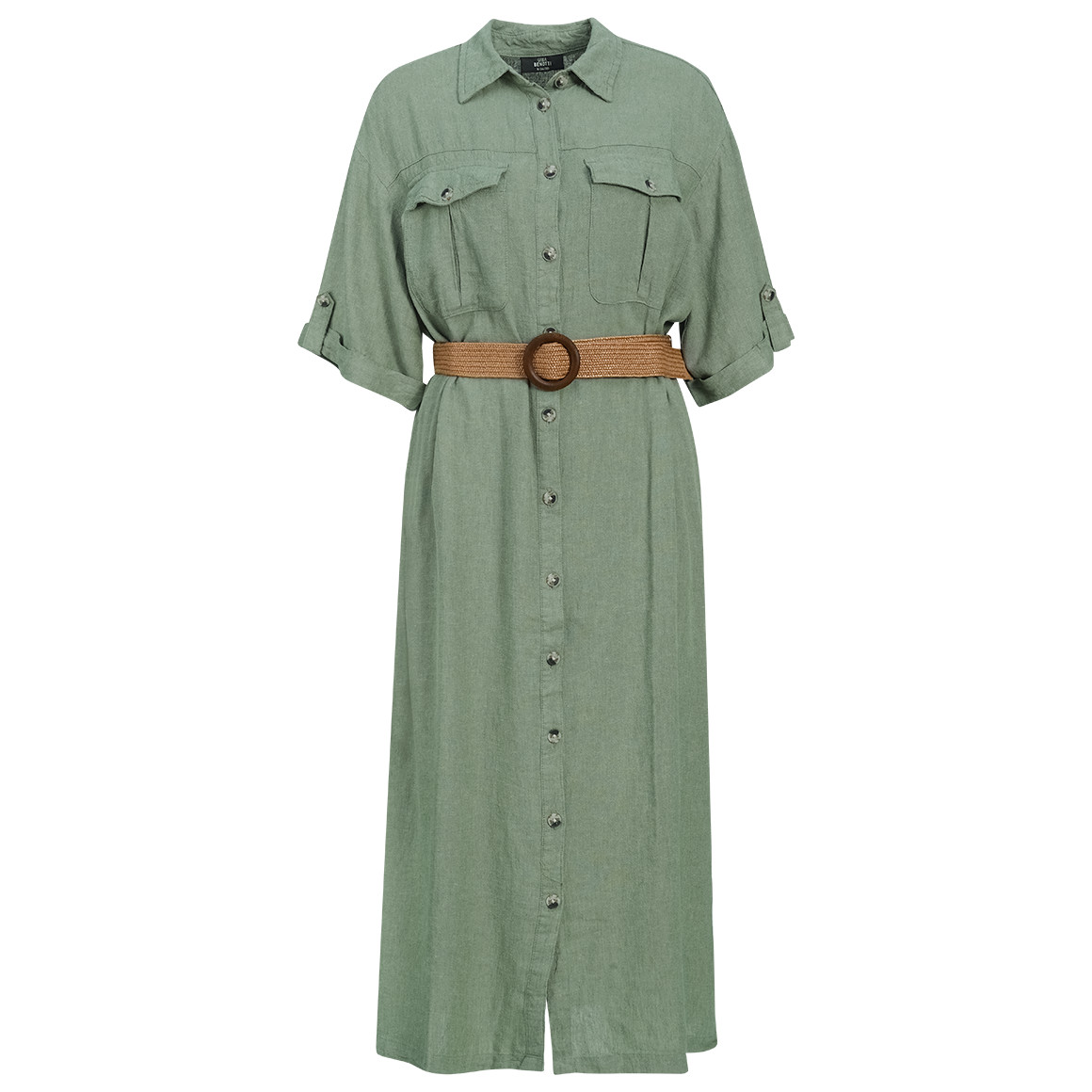 Damen Leinen-Kleid mit Gürtel