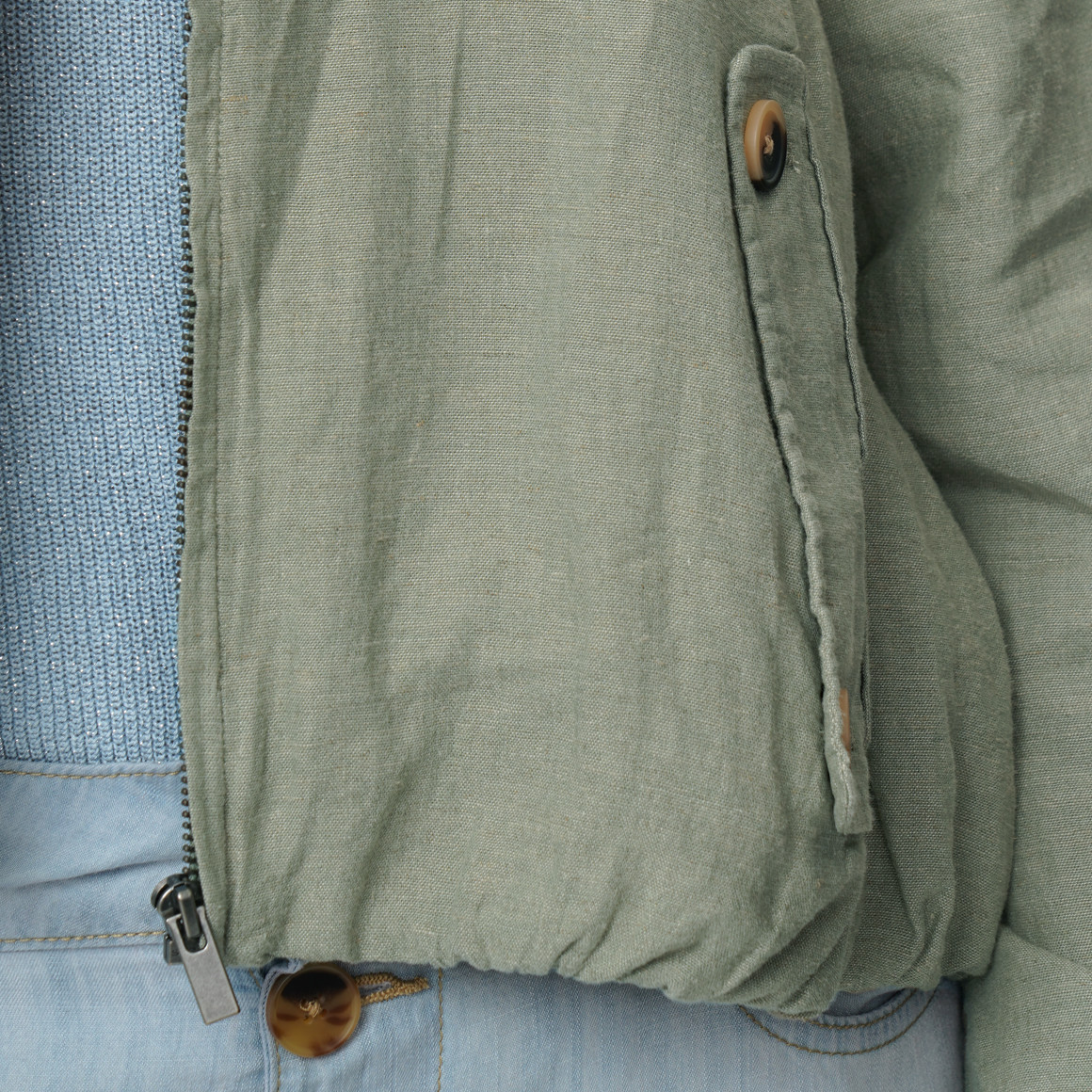 Damen Leinen-Blouson in Unifarben