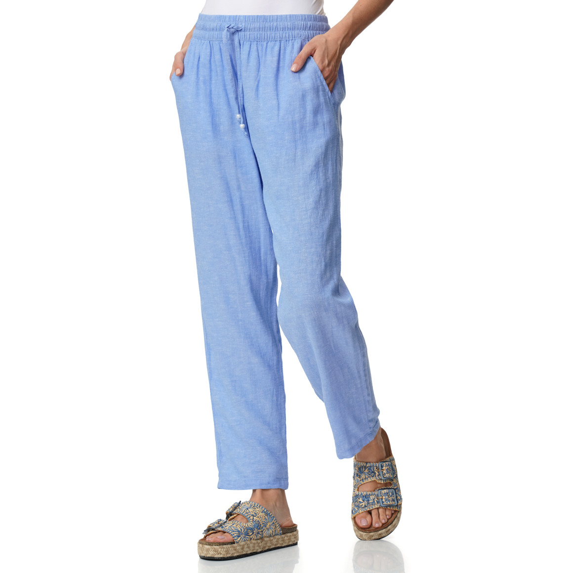 Damen Leinen-Hose mit Tunnelzug