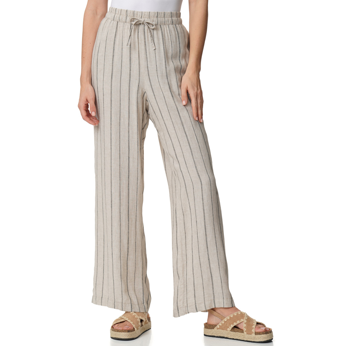 Damen Leinen-Hose mit Tunnelzug