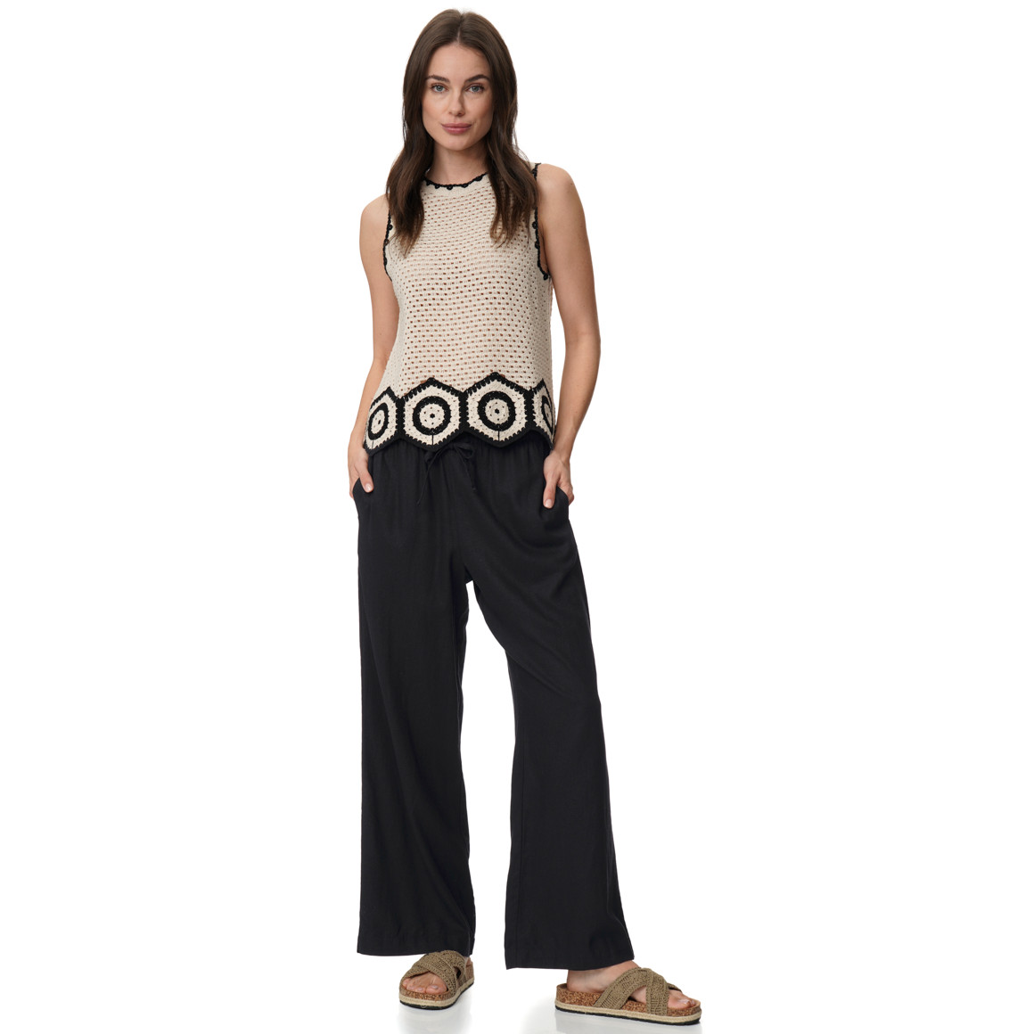 Damen Leinen-Hose mit Tunnelzug