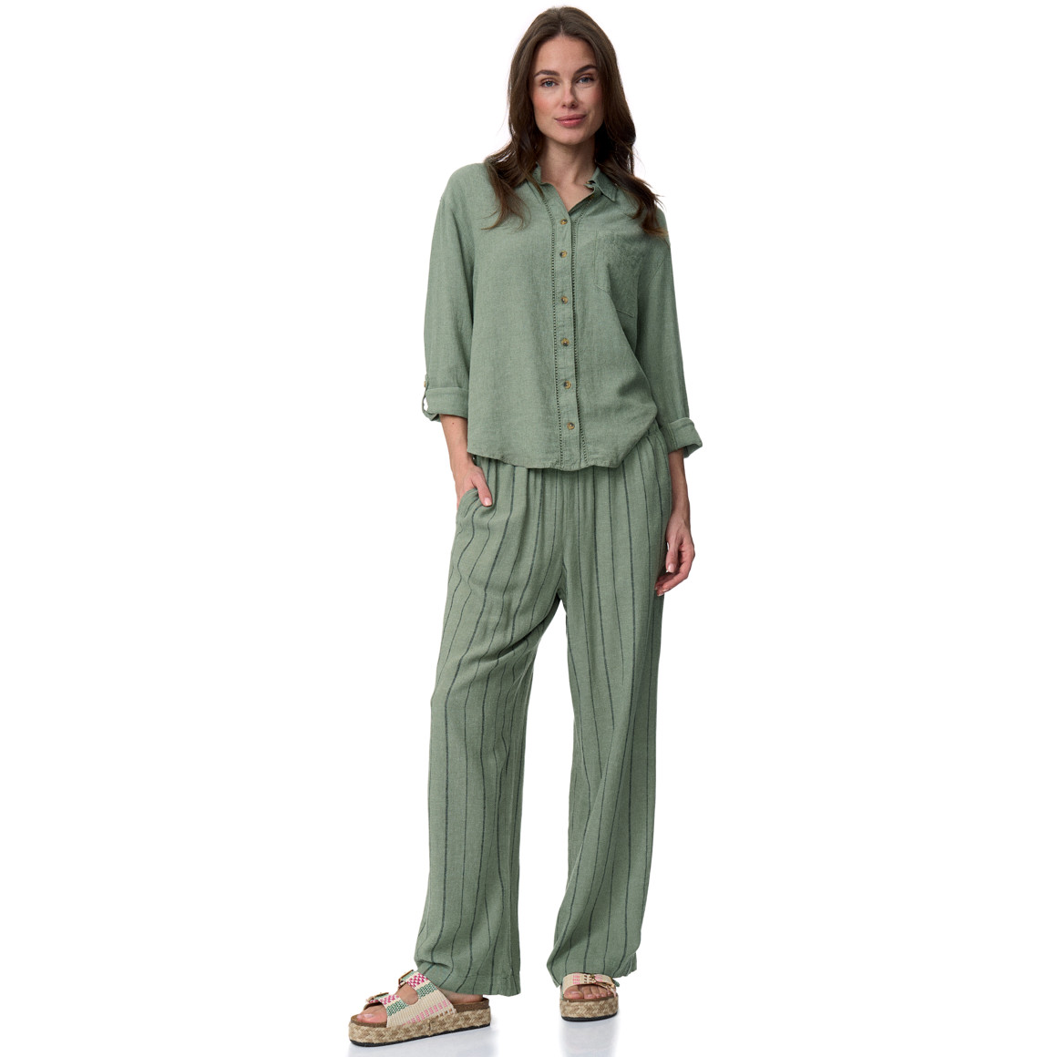 Damen Leinen-Hose mit Tunnelzug