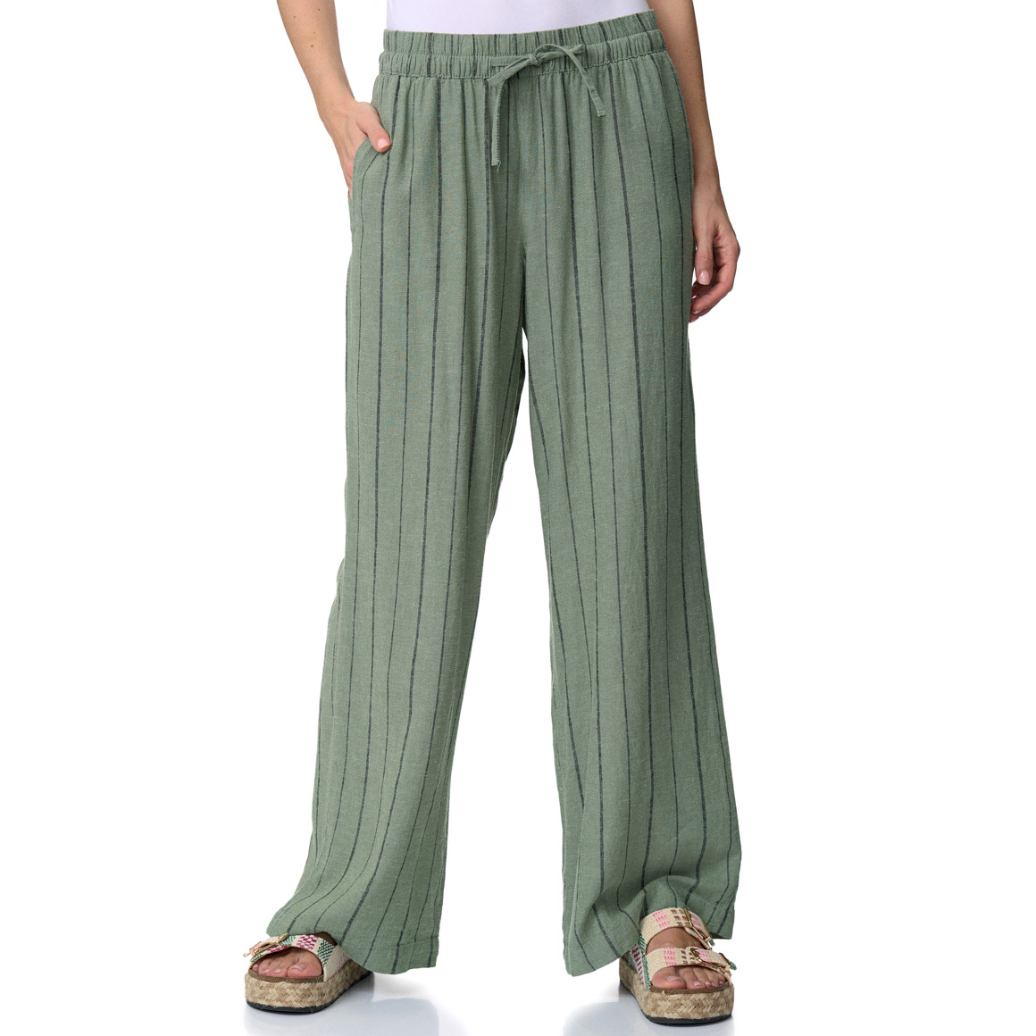 Damen Leinen-Hose mit Tunnelzug