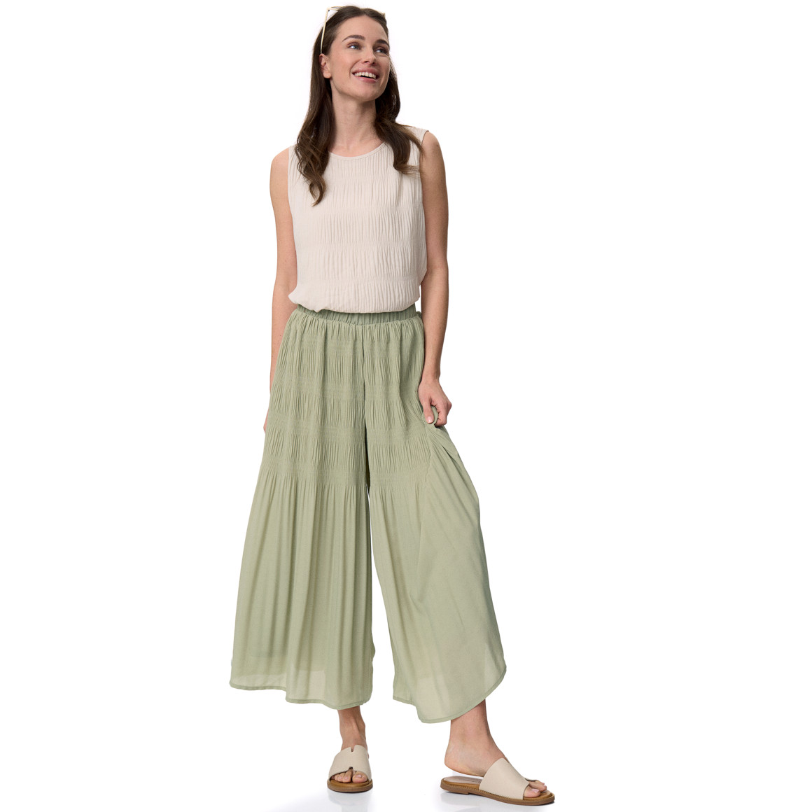 Damen Plissee-Hose mit weitem Bein