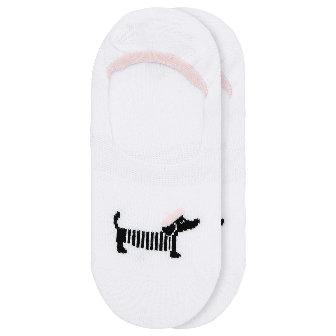 1 Paar Damen Füsslinge mit Dackel-Motiv