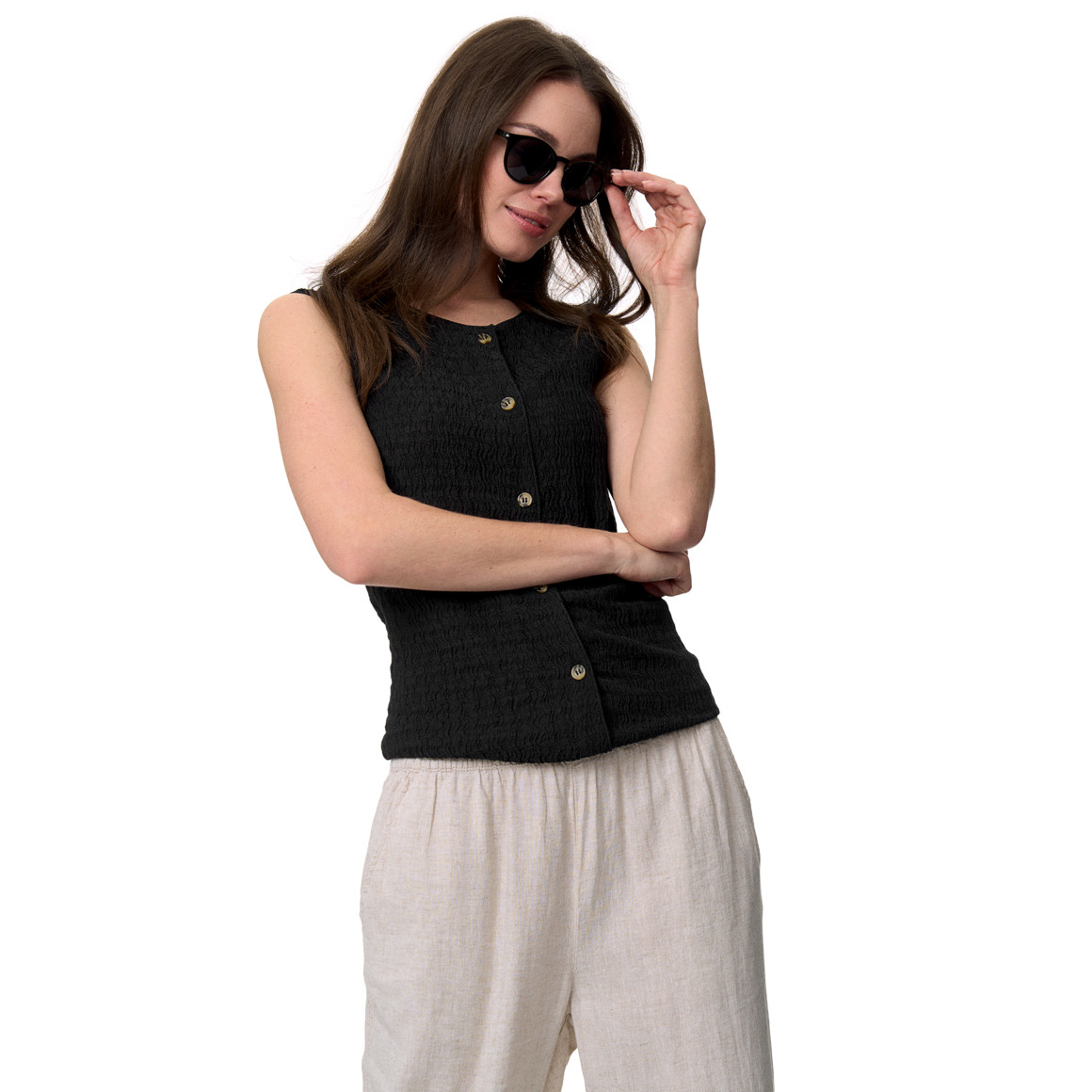 Damen Top mit Knopfleiste