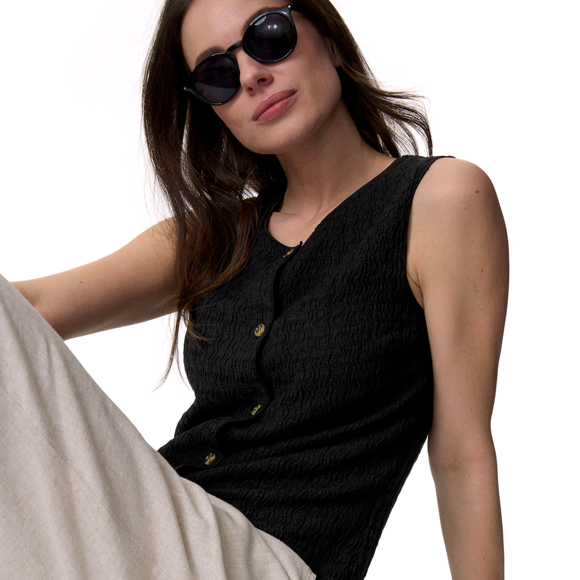 Damen Top mit Knopfleiste