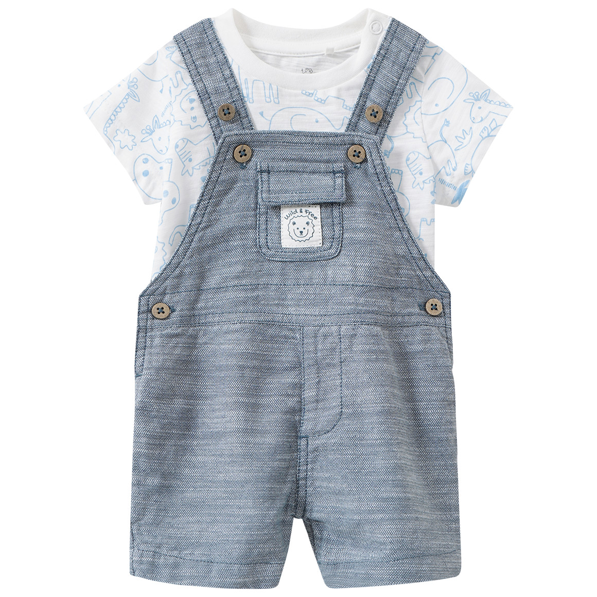 Newborn Set mit Latzshorts und T-Shirt