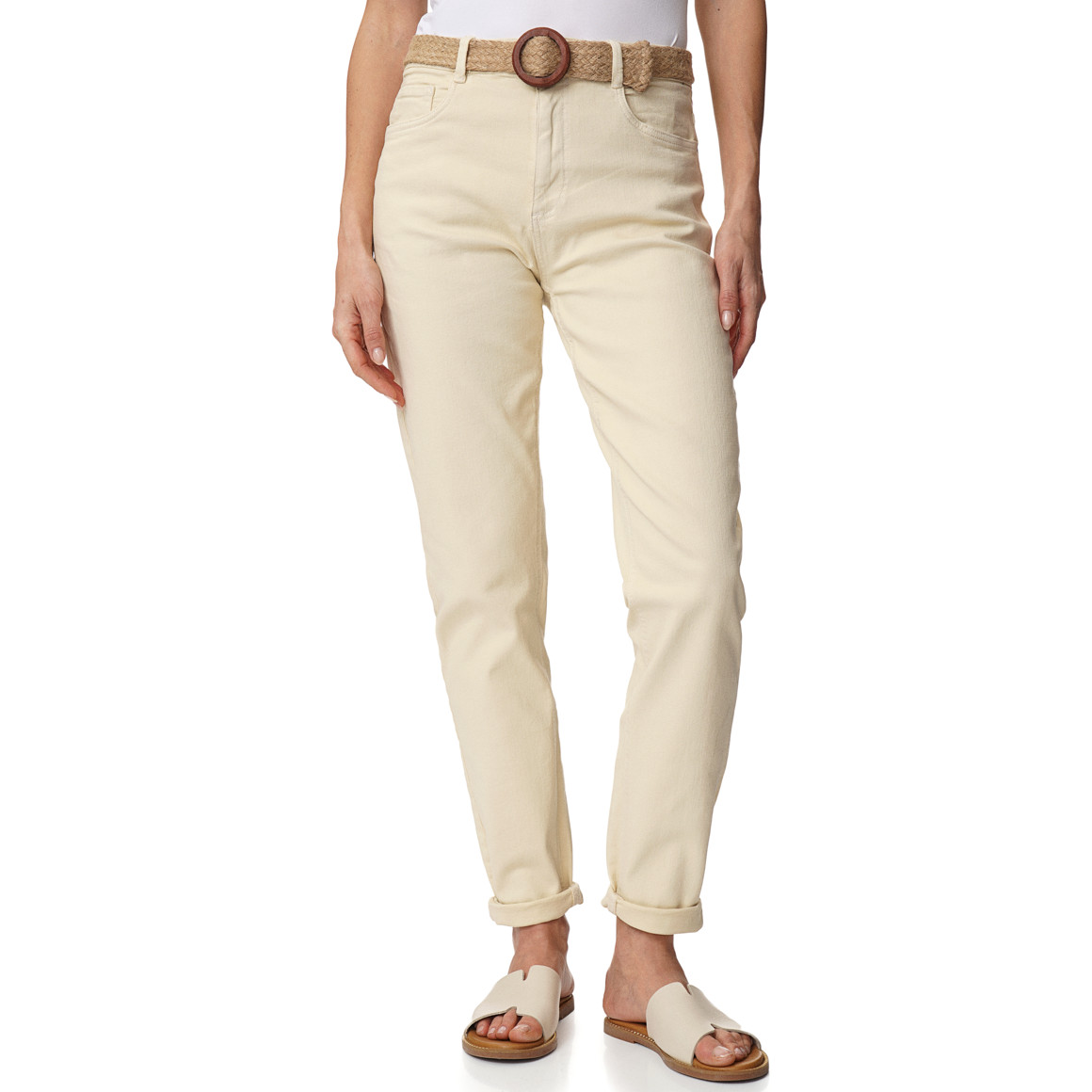 Dames mom-jeans met riem