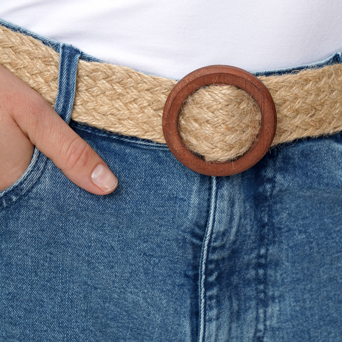 Dames mom-jeans met strikceintuur