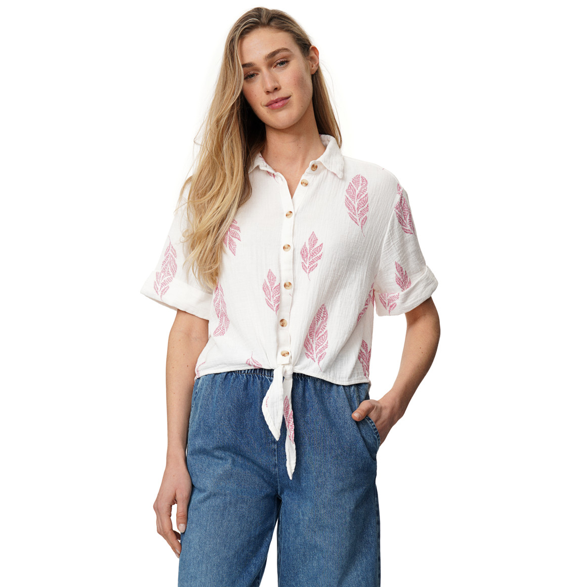 Damen Musselin-Bluse mit Allover-Muster