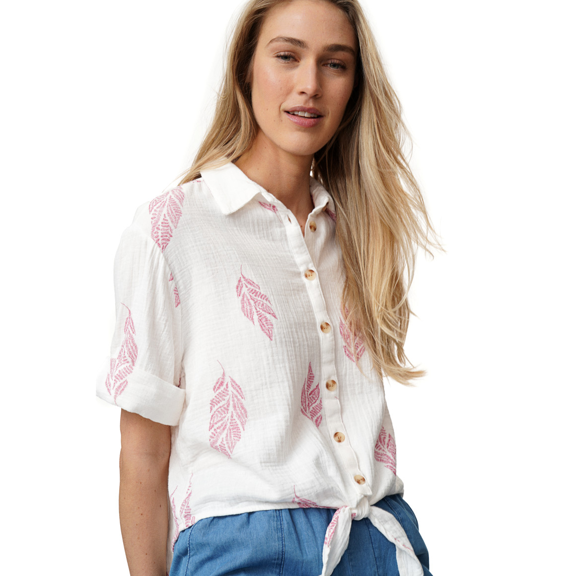 Damen Musselin-Bluse mit Allover-Muster