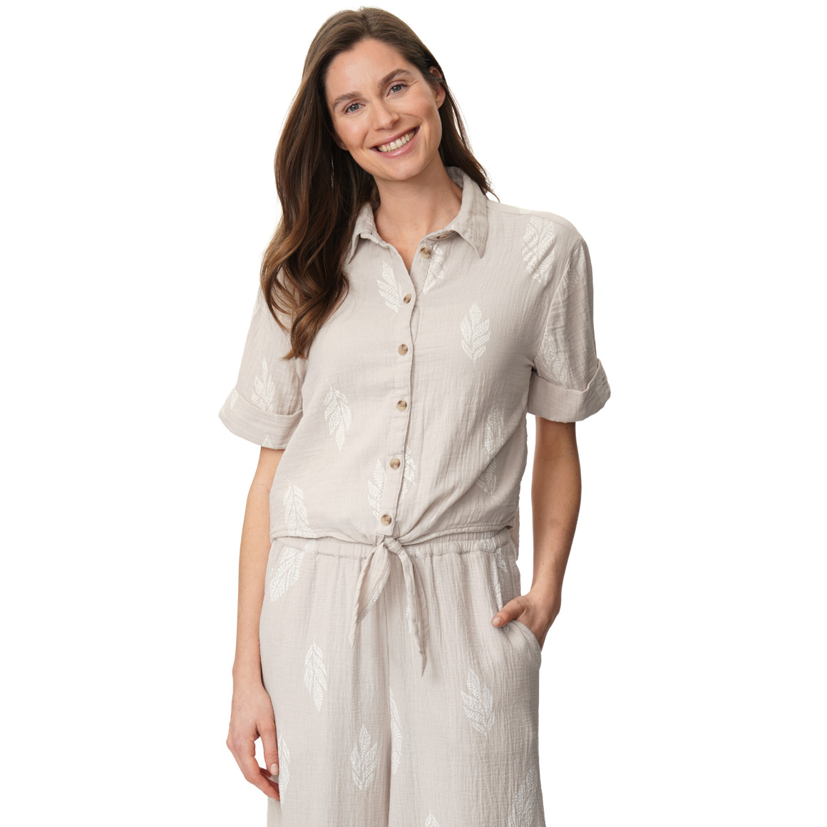 Damen Musselin-Bluse mit Allover-Muster