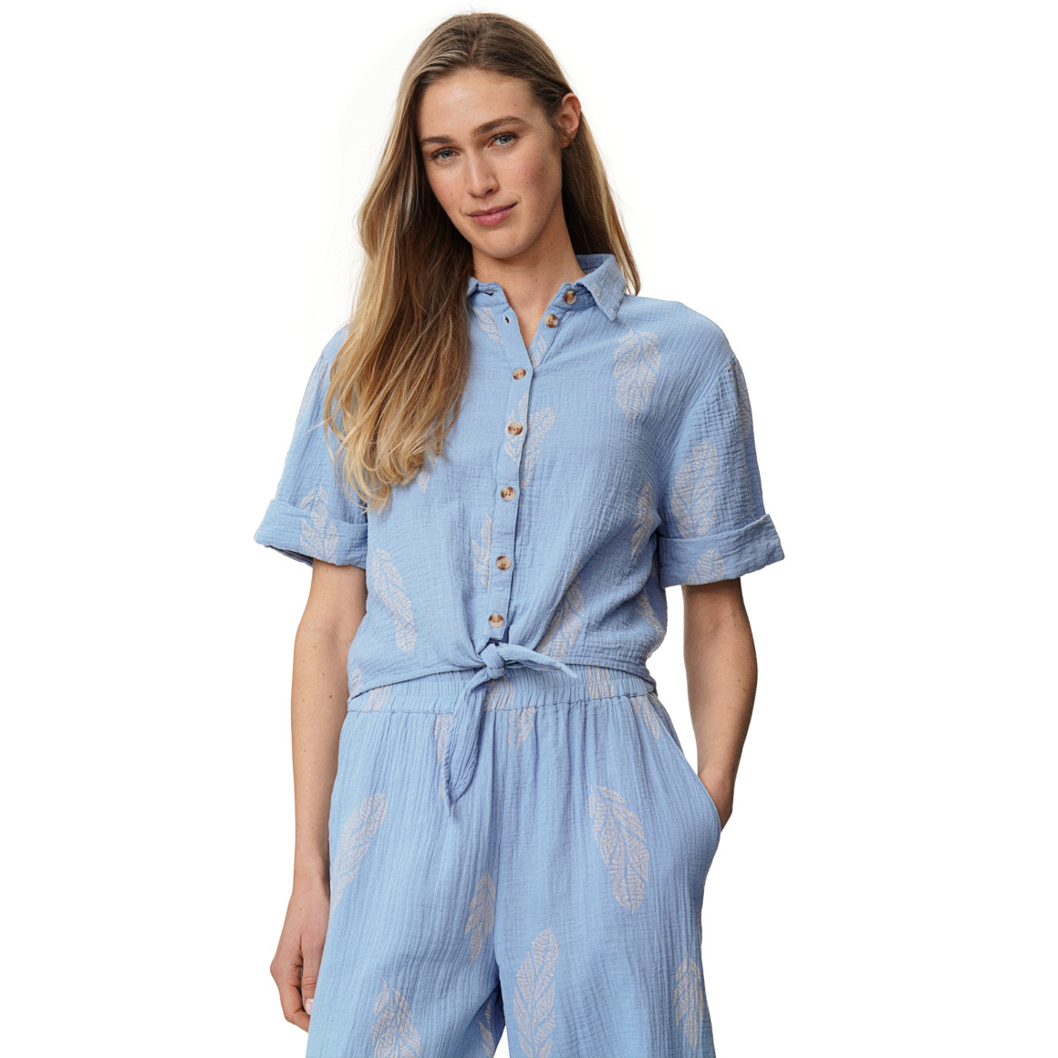 Damen Musselin-Bluse mit Allover-Muster