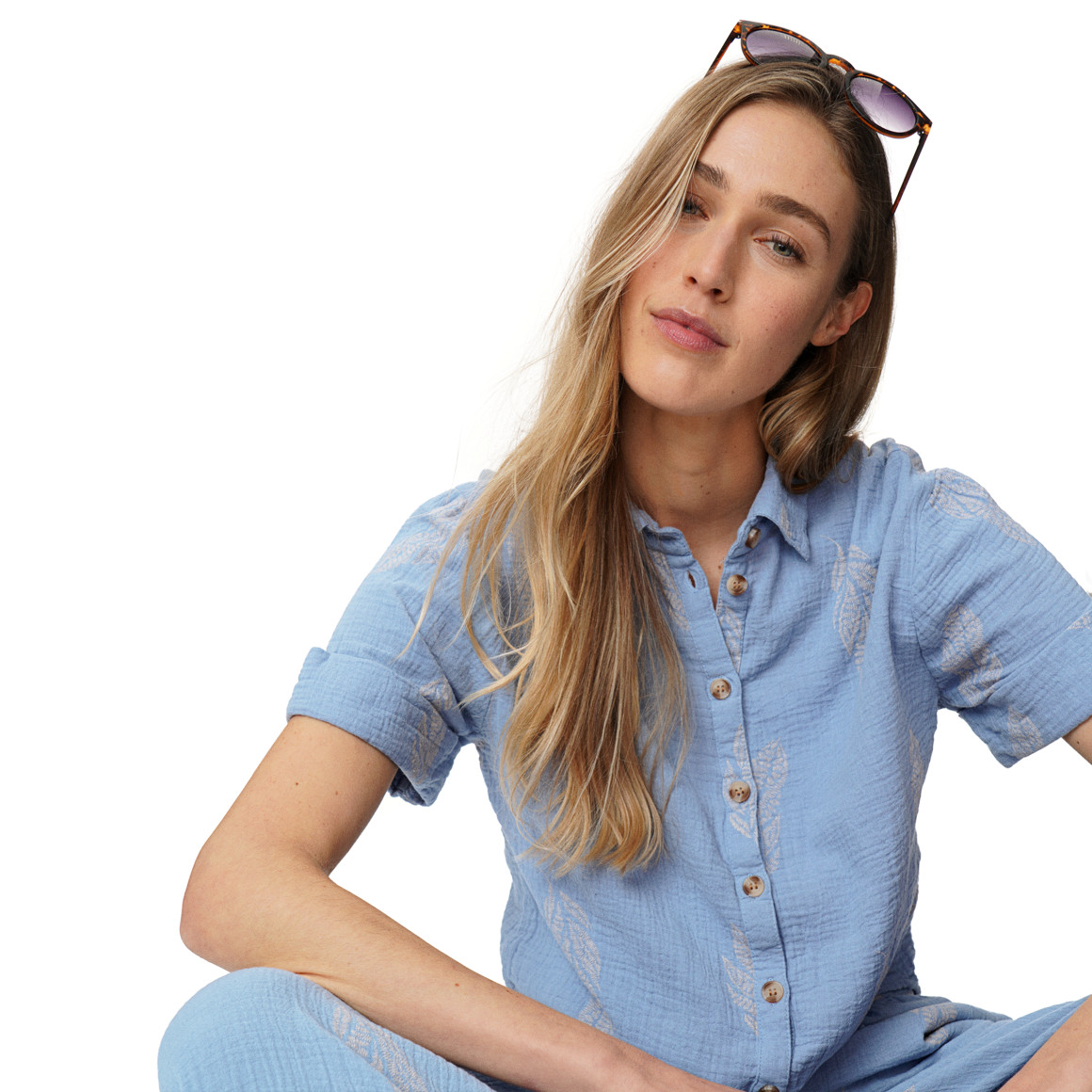 Damen Musselin-Bluse mit Allover-Muster