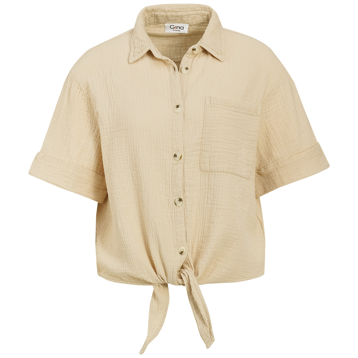 Mousseline damesblouse met borstzak