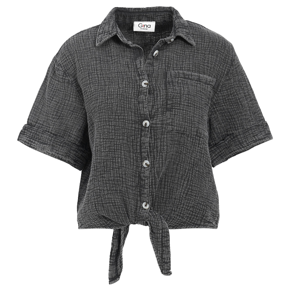 Mousseline damesblouse met borstzak