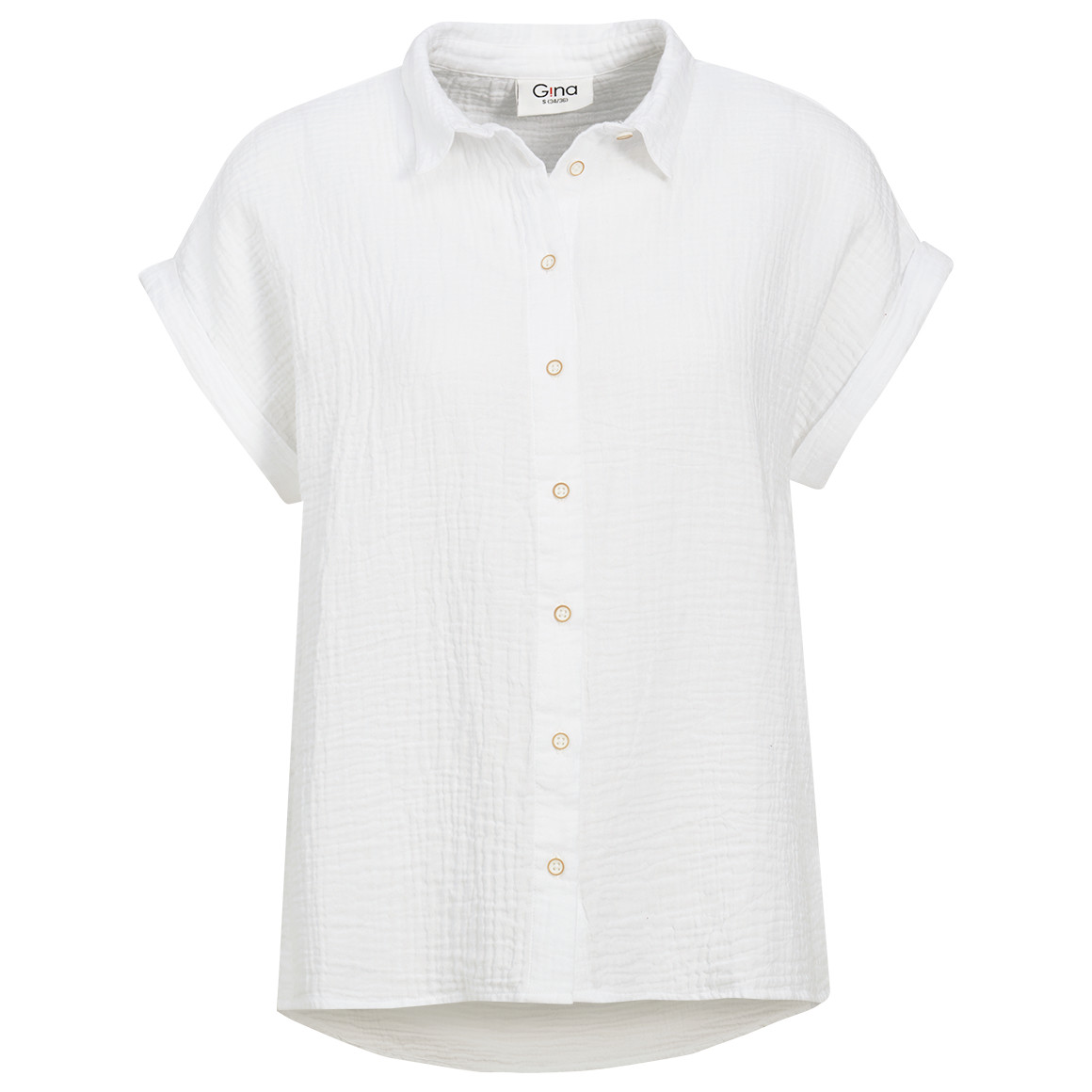 Mousseline damesblouse met vaste omslag