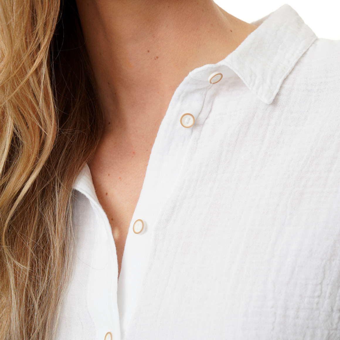 Mousseline damesblouse met vaste omslag