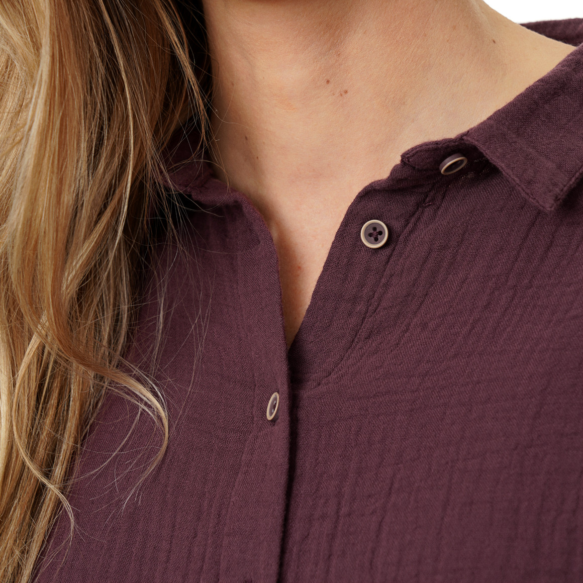 Mousseline damesblouse met vaste omslag