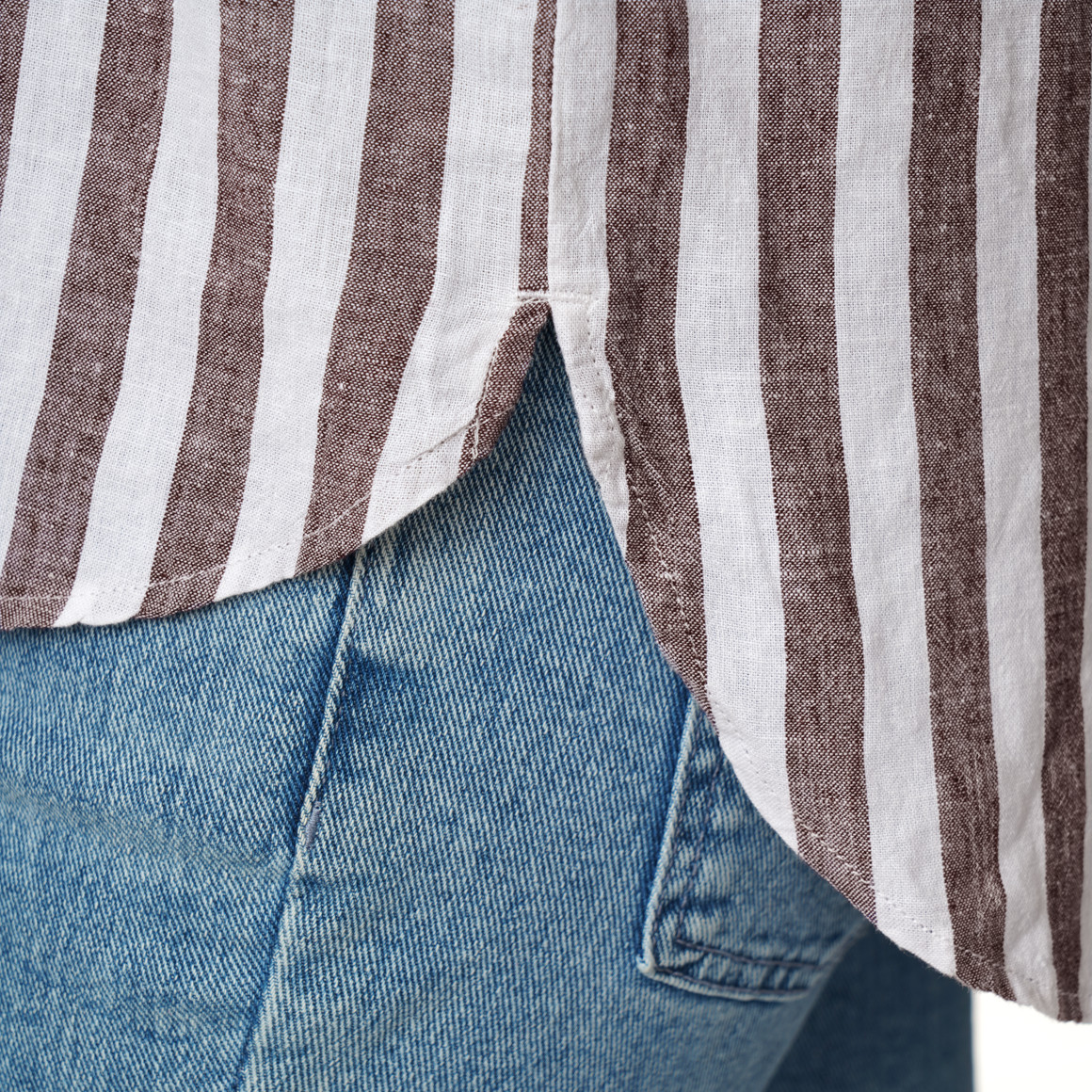 Damen Leinen-Bluse mit Streifen