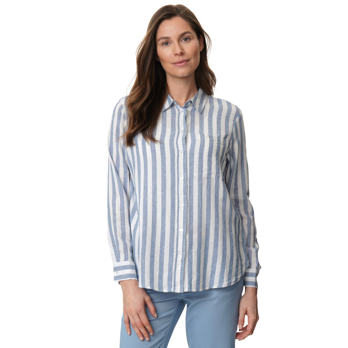 Damen Leinen-Bluse mit Streifen