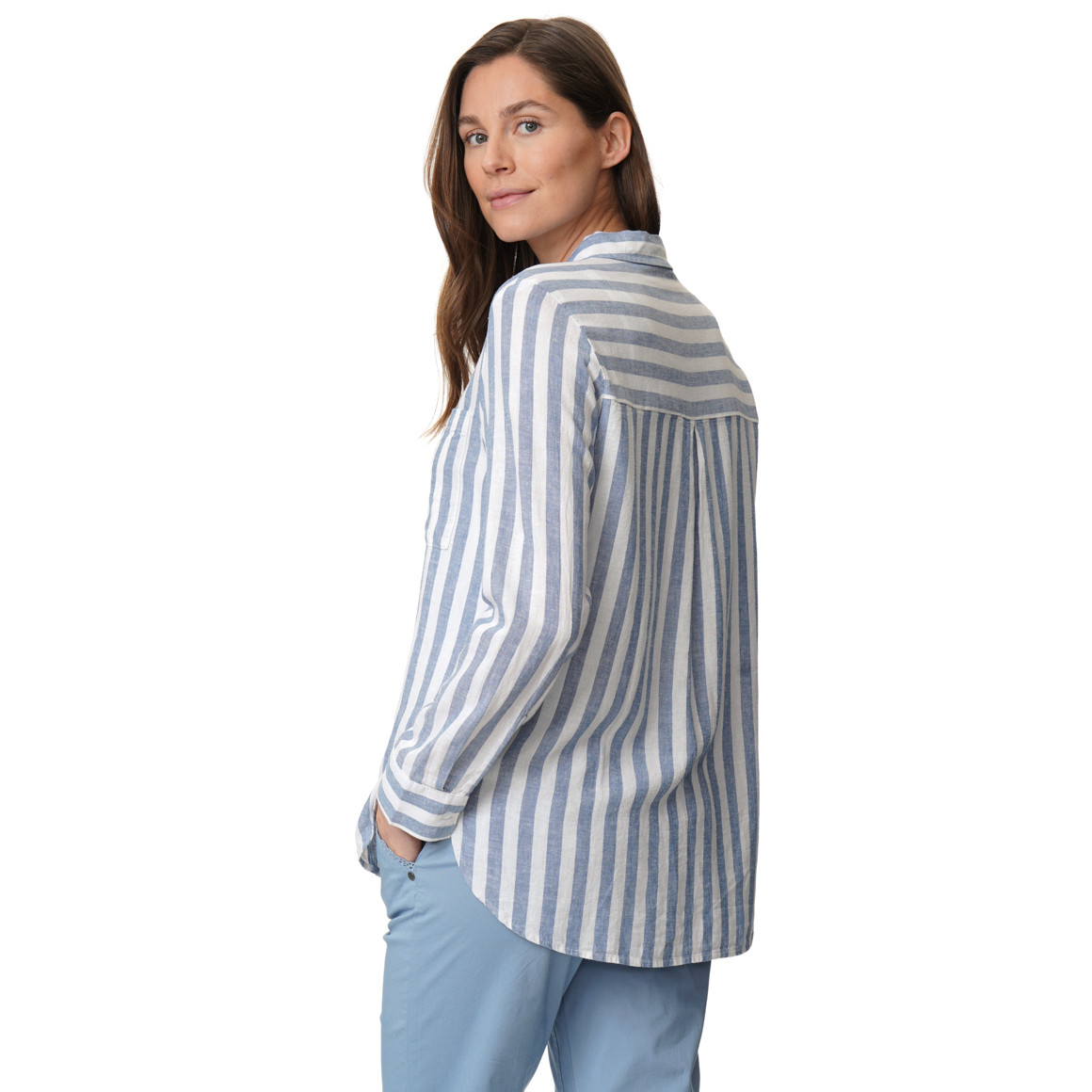 Damen Leinen-Bluse mit Streifen