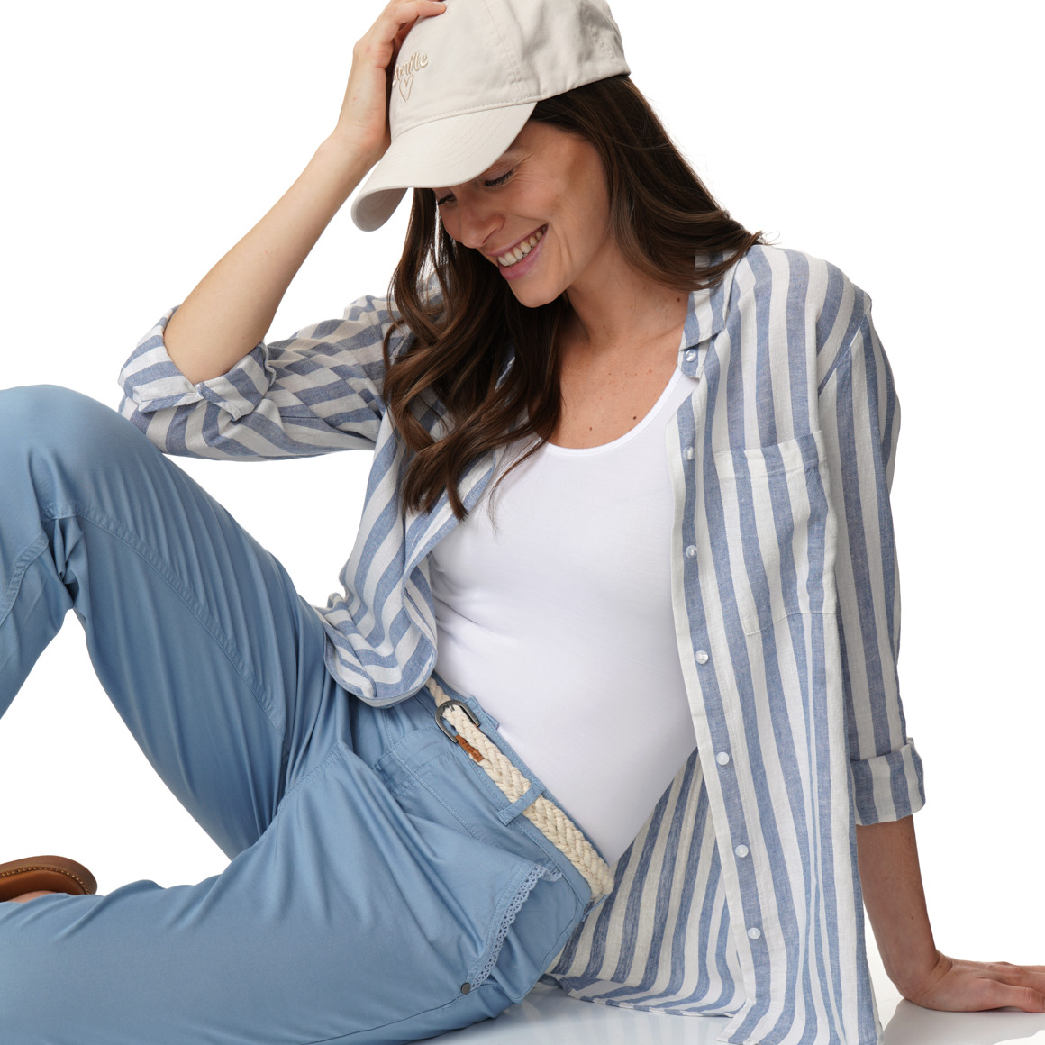 Damen Leinen-Bluse mit Streifen